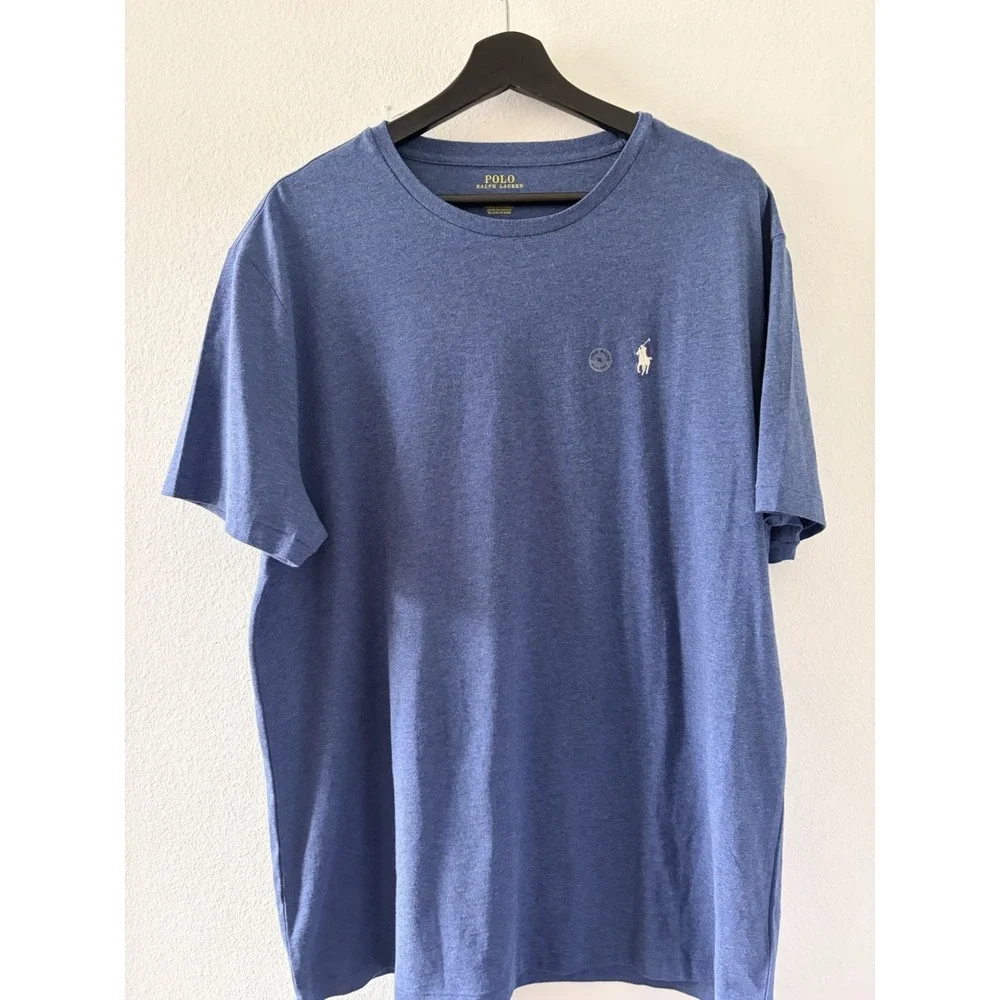 Polo Ralph Lauren T-Shirt Men's XL Heather Blue Crew Neck Short Sleeve Logo